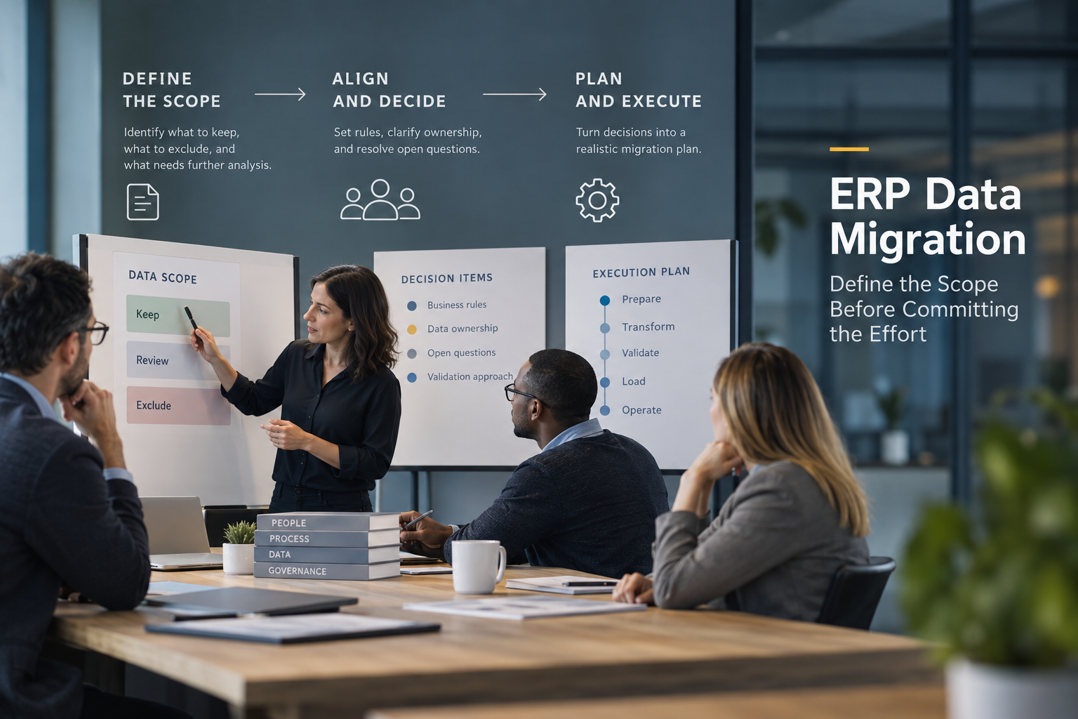 Editorial illustration OLING: ERP Data Migration: Define the Scope Before Committing the Effort